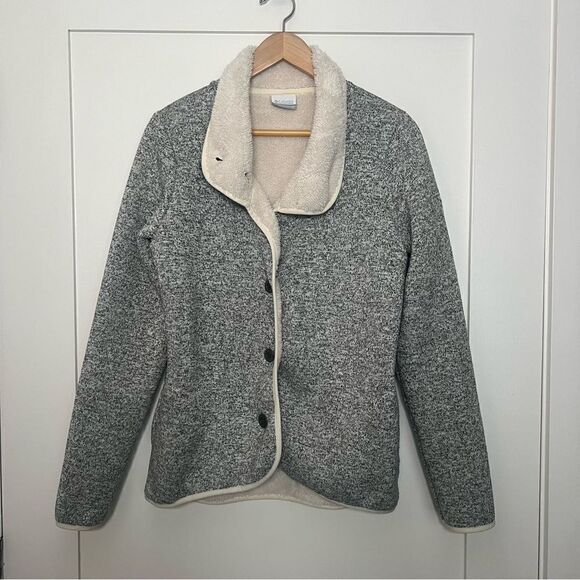 Columbia Jacket Womens Sz M Gray Darling Days Fleece Button Up Outdoor Cozy - Picture 1 of 12